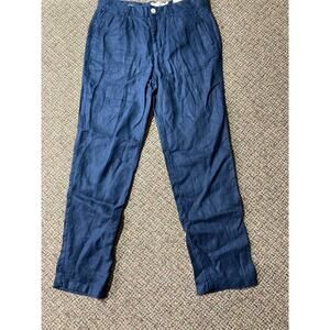 NWT Porter & Ash Mens sz 32 Pants Navy Blue Chino Slim Straight Washable Linen